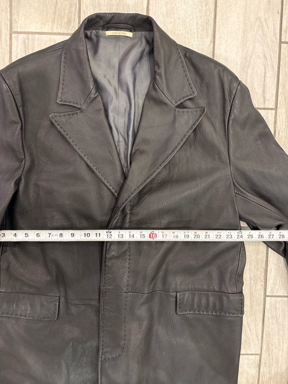 VTG LA MATTA Black Lambskin Leather Trench Coat Men’s IT 60 US 50 Made In Italy - Picture 3 of 12